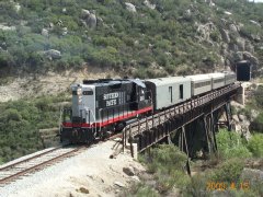 Bringing her train back from Mexico at Milepost 60